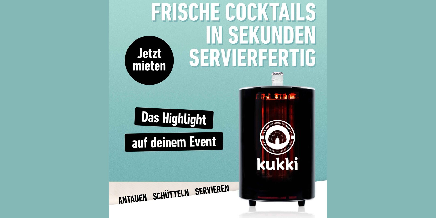 Kukki Toaster für deine Party mieten - frische Cocktails in Sekunden servieren